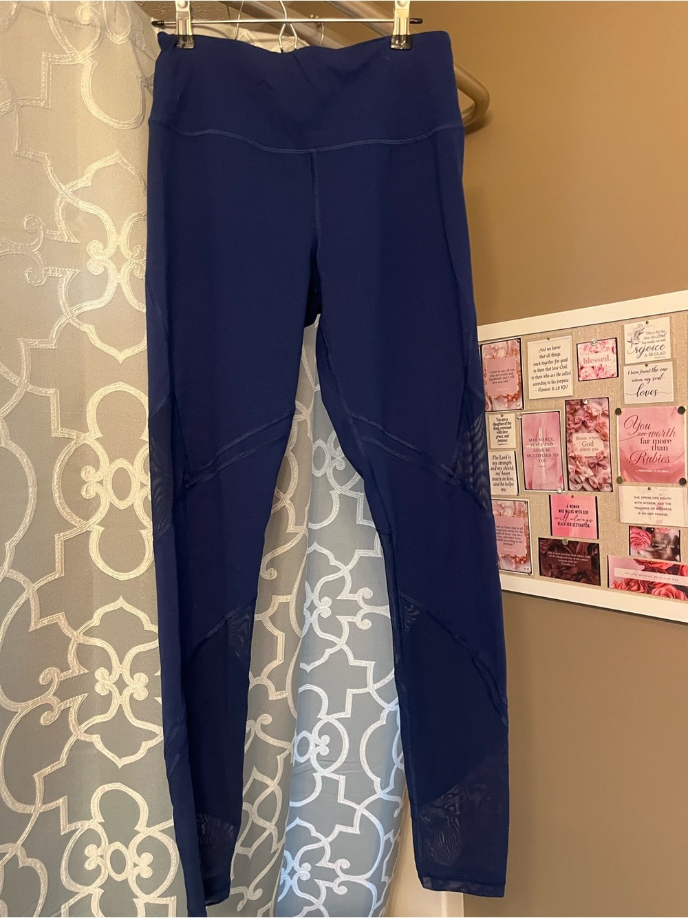 Victoria Secret Navy Leggings with Mesh Paneling - High Waist Performance